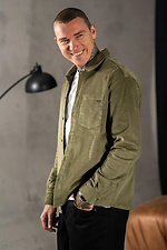 Men's plain warm corduroy shirt Casual Velvet Olive Teamv 8034282 photo №5