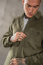 Men's plain warm corduroy shirt Casual Velvet Olive Teamv 8034282 photo №6