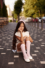 Children's pink lace knee-highs with a bow. M-SOCKS 2040283 photo №2
