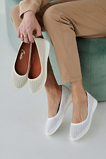 Women's summer white leather loafers  2505283 photo №5