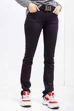 Schwarze, gerade geschnittene Jeans mit mittlerer Leibhöhe  4014283 Foto №1