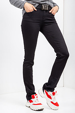 Schwarze, gerade geschnittene Jeans mit mittlerer Leibhöhe  4014283 Foto №2
