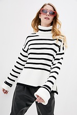 Knitted oversized sweater with stripes with a high neck  4038283 photo №1