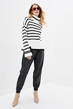 Knitted oversized sweater with stripes with a high neck  4038283 photo №2
