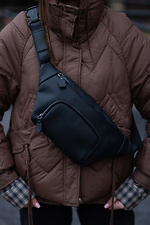Universal banana belt bag made of black textured leatherette Mamakazala 8038283 photo №3