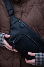 Universal banana belt bag made of black textured leatherette Mamakazala 8038283 photo №5