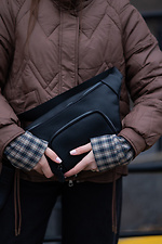 Universal banana belt bag made of black textured leatherette Mamakazala 8038283 photo №7