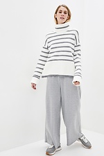 Knitted oversized sweater with stripes with a high neck  4038284 photo №2