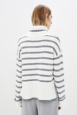Knitted oversized sweater with stripes with a high neck  4038284 photo №3