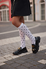 Children's white translucent knee-highs with black dots. M-SOCKS 2040285 photo №1