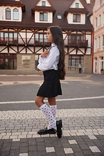 Children's white translucent knee-highs with black dots. M-SOCKS 2040285 photo №4