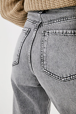 Серые высокие джинсы прямого кроя 4009285 фото №4