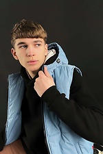 Blue vest with a sintapon with a hood and a zipper GEN 8000285 photo №2