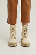 Утеплённые кожаные ботинки милитари бежевого цвета HOT 8035285 фото №2