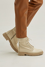 Beige padded leather military boots HOT 8035285 photo №3