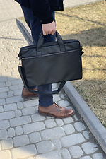 Black textured leatherette laptop bag Mamakazala 8038285 photo №2
