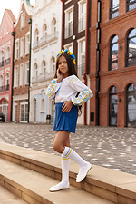 Children's knee-highs, white with yellow and blue stripes. M-SOCKS 2040286 photo №3