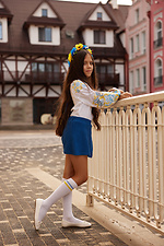 Children's knee-highs, white with yellow and blue stripes. M-SOCKS 2040286 photo №6