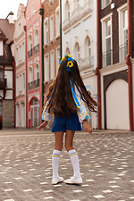 Children's knee-highs, white with yellow and blue stripes. M-SOCKS 2040286 photo №7