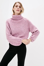 Зимний вязаный свитер оверсайз с высоким воротником и широкими рукавами  4038286 фото №1