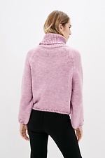 Зимний вязаный свитер оверсайз с высоким воротником и широкими рукавами  4038286 фото №3
