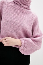 Зимний вязаный свитер оверсайз с высоким воротником и широкими рукавами  4038286 фото №4