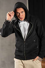 Men's Warm Knitted Zip-Up Jacket Fleece Zip Black Teamv 8034286 photo №2