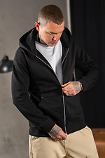 Men's Warm Knitted Zip-Up Jacket Fleece Zip Black Teamv 8034286 photo №3