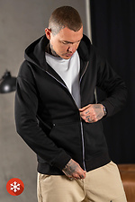 Warme Herren-Strickjacke mit Fleece-Reißverschluss in Schwarz Teamv 8034286 Foto №3