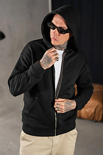 Men's Warm Knitted Zip-Up Jacket Fleece Zip Black Teamv 8034286 photo №4