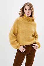 Зимний вязаный свитер оверсайз с высоким воротником и широкими рукавами  4038287 фото №1