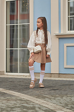 Дитячі білі гольфи з бежевими смужками M-SOCKS 2040288 фото №5