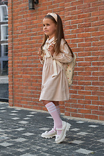 Rosa Kniestrümpfe für Kinder mit weißen Streifen. M-SOCKS 2040289 Foto №4