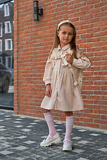 Rosa Kniestrümpfe für Kinder mit weißen Streifen. M-SOCKS 2040289 Foto №5
