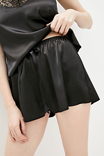 Шовкові піжамні шорти CRISTL (KELLI-H) чорного кольору зі стрічкою на поясі Garne 3036289 фото №1