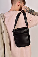 Black leatherette messenger bag with long strap Mamakazala 8038289 photo №2