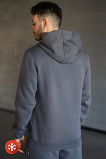 Padded men's hoodie with coat of arms print in graphite color Garne 9001289 photo №2