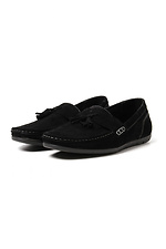 Black suede loafers with white stitching  4205290 photo №2