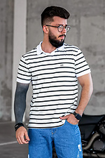 Men's Striped Polo Shirt Old Money White with Black Stripes Teamv 8034291 photo №1