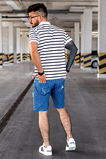 Men's Striped Polo Shirt Old Money White with Black Stripes Teamv 8034291 photo №2