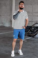Men's Striped Polo Shirt Old Money White with Black Stripes Teamv 8034291 photo №4