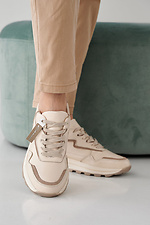 Damskie sneakersy wiosenno-jesienne w mlecznym kolorze  2505293 zdjęcie №7