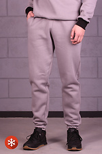 Теплые спортивные штаны на флисе с манжетами в сером цвете GEN 8000293 фото №4