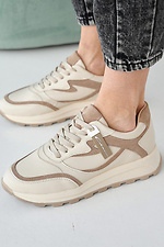 Damensneaker aus milchigem Leder für Frühling und Herbst 2505295 Foto №8