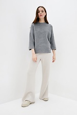 Knitted oversized jumper with dropped sleeves, cropped length  4038295 photo №2