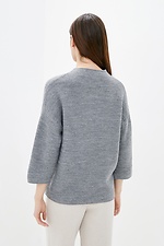 Dzianinowy sweter oversize z obniżonymi rękawami, skrócona długość  4038295 zdjęcie №3