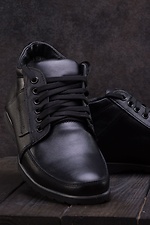 Кожаные зимние ботинки черного цвета 8019295 фото №2
