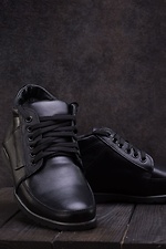 Кожаные зимние ботинки черного цвета 8019295 фото №3