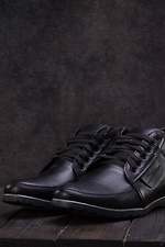 Кожаные зимние ботинки черного цвета 8019295 фото №4
