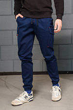 Denim jogger pants with cuffs and patch pockets GEN 8000296 photo №2